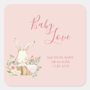 Baby Girl Pink Script Cute Elegant Baby Vierkante Sticker