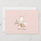 Baby Girl Pink Script Cute Elegant Bunny Baby Kaart (Achterkant)