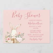 Baby Girl Pink Script Cute Elegant Bunny Baby