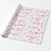 Baby Girl Pink Stippen op wit Cadeaupapier (Uitgerold)