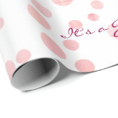 Baby Girl Pink Stippen op wit Cadeaupapier (Rol Hoek)