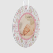 Baby Girl Pink Teddy Bear en ballonnen Ornament (voorkant)