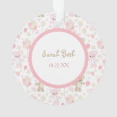 Baby Girl Pink Teddy Bear en ballonnen Ornament (achterkant)