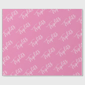 Baby Girl Pink Triplet Girls Script Cadeaupapier (Vlak)