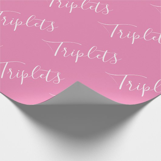 Baby Girl Pink Triplet Girls Script Cadeaupapier (Hoek)