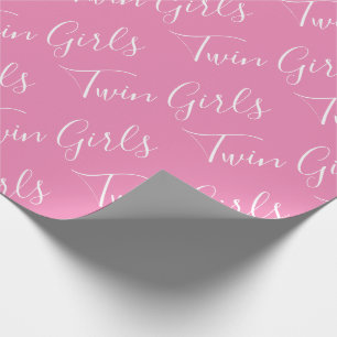 Baby Girl Pink Twin Girls Script Baby Cadeaupapier