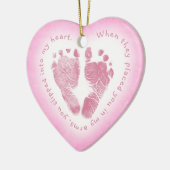 Baby Girl Pink Voetafdruk Fotoversiering Keramisch Ornament (Links)