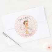 Baby Girl Pink White en Grey Ronde Sticker (Envelop)