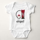 Baby Girl Plaid Santa Christmas Bodysuit initiaal (Voorkant)