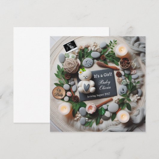  Baby Girl Pregnancy Announcement for Social Media Aankondiging (Voorkant / Achterkant)