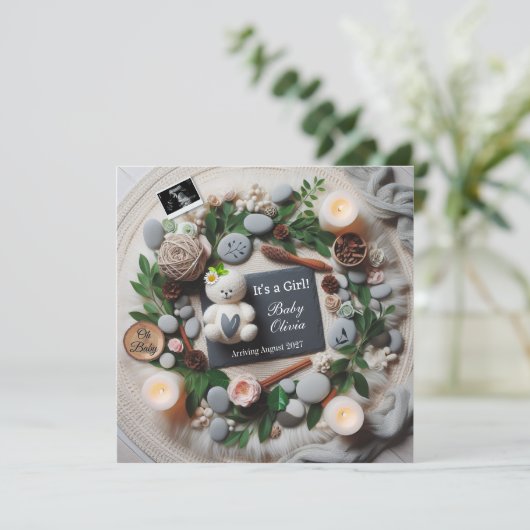  Baby Girl Pregnancy Announcement for Social Media Aankondiging (Staand voorkant)