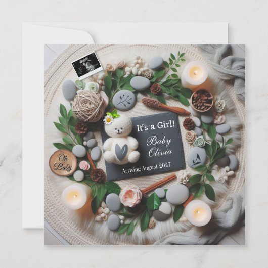  Baby Girl Pregnancy Announcement for Social Media Aankondiging (Voorkant)