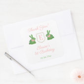 Baby Girl Preppy Konijn Monogram Bedankbrief Favor Vierkante Sticker (Envelop)