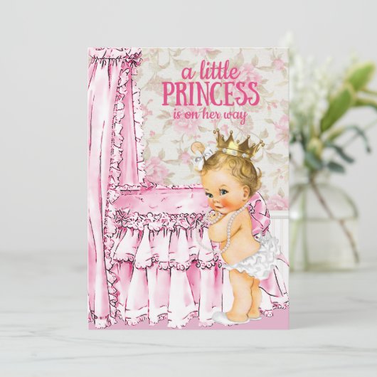  Baby Girl Princess Baby shower Uitnodiging (Staand voorkant)