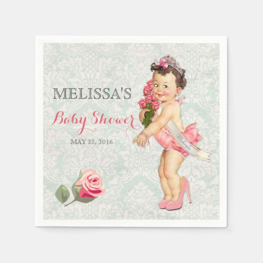 Baby Girl Princess Tiara Rozen Crown Servetten (Voorkant)