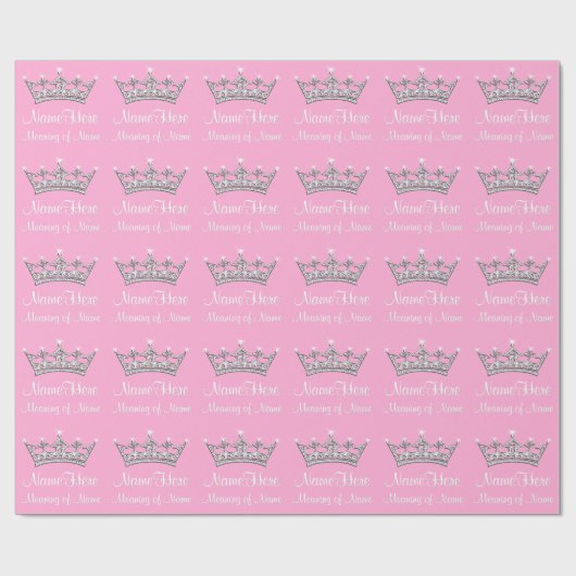 Baby Girl Princess Wrapping Paper PERSONALIZED Cadeaupapier (Vlak)