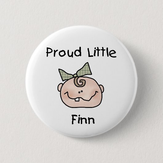 Baby Girl Proud Little Finn Ronde Button 5,7 Cm (Voorkant)