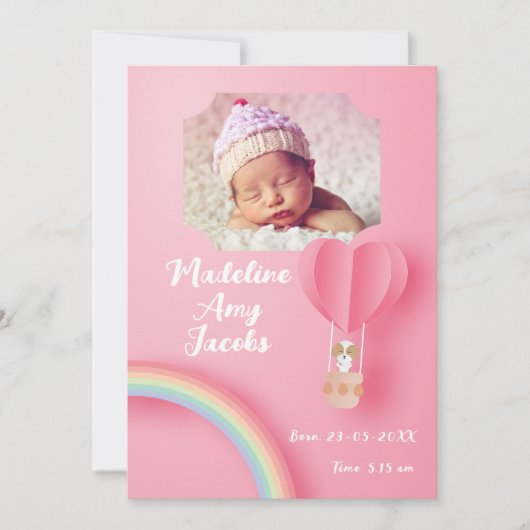 Baby Girl Puppy Birth Date Foto aankondiging (Voorkant)