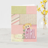 Baby Girl Quilt en Doll Kaart (Gele Bloem)