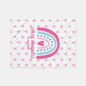 Baby Girl Rainbow and Hearts Personalized Fleece Deken (Voorkant (Horizontaal))