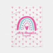 Baby Girl Rainbow and Hearts Personalized Fleece Deken (Voorkant)
