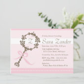 Baby Girl Rattle Shower Kaart (Staand voorkant)