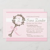 Baby Girl Rattle Shower Kaart (Voorkant / Achterkant)