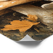 Baby Girl Reading Tan Puppy Mushrooms Poster (Hoek)