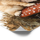 Baby Girl Reading Tan Puppy Red Mushroom  Poster (Hoek)