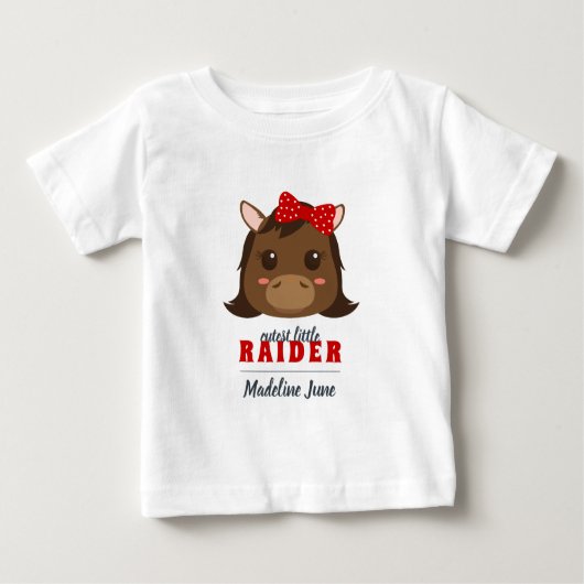 Baby Girl Red Horse Raider T-Shirt (Voorkant)