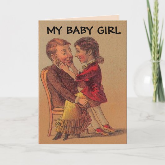 BABY GIRL ROMANTIC RETRO BIRTHDAAGKAARTEN KAART (Voorkant)