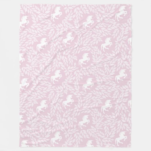Baby Girl Roze en Witte Eenhoorn Patroon Fleece Deken (Voorkant)