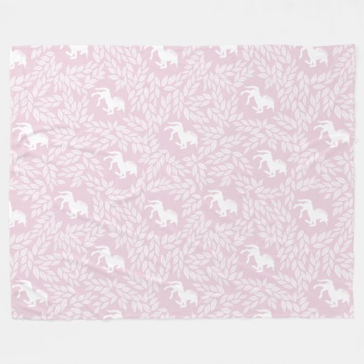 Baby Girl Roze en Witte Eenhoorn Patroon Fleece Deken (Voorkant (Horizontaal))