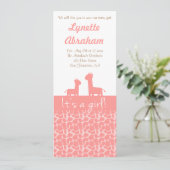 Baby Girl - Roze girafjes en prints Kaart (Staand voorkant)