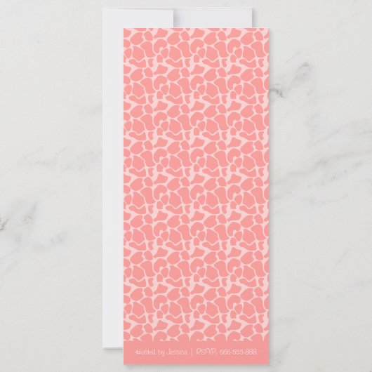 Baby Girl - Roze girafjes en prints Kaart (Achterkant)