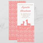 Baby Girl - Roze girafjes en prints Kaart (Voorkant / Achterkant)