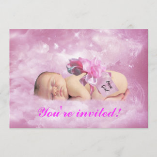 Baby girl roze wolken fantasie doucheuitnodiging kaart