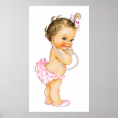 Baby Girl Ruffle Pants Pearls Girl Baby shower Poster (Voorkant)