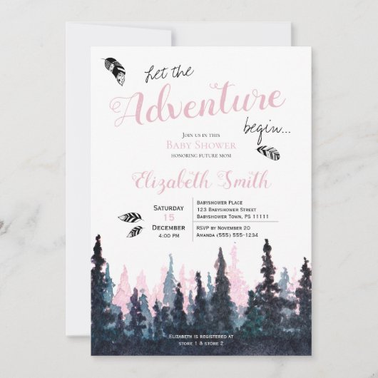 Baby girl Rustic adventure babydouche Kaart (Voorkant)