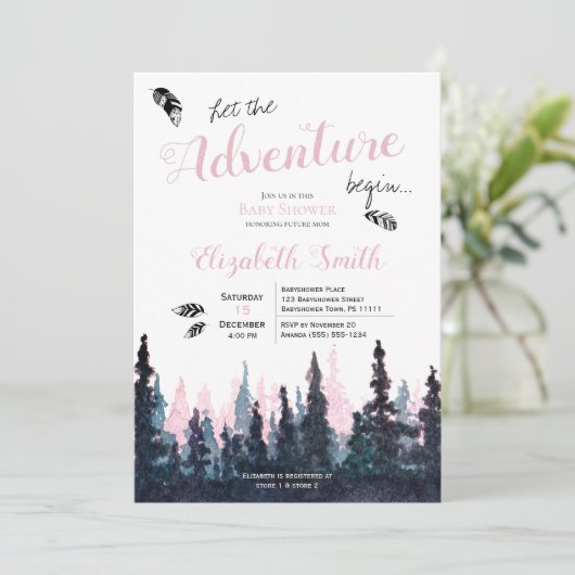 Baby girl Rustic adventure babydouche Kaart (Staand voorkant)
