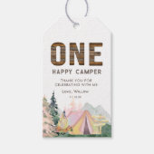 Baby Girl Rustic One Happy Camper Birthday Cadeaulabel (Voorkant)
