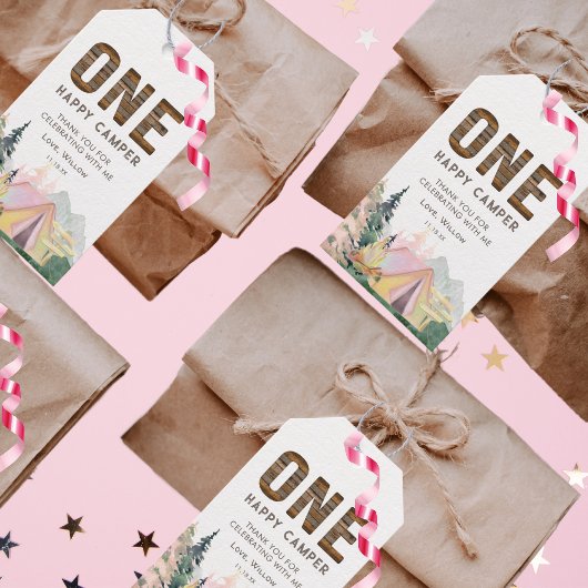 Baby Girl Rustic One Happy Camper Birthday Cadeaulabel