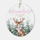 Baby Girl’s First Christmas Photo | Woodland  Keramisch Ornament (Links)