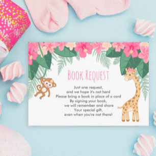 Baby Girl Safari Shower Baby Book Request Kaart