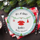 Baby Girl Santa Outfit Baby shower Papieren Bordje