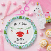 Baby Girl Santa Outfit Baby shower Papieren Bordje (Feest)