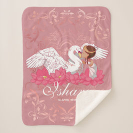 Baby Girl Saraswati with her White Swan Sherpa Deken