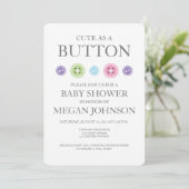 Baby Girl Schattige als een Button Shower Uitnodig Kaart (Staand voorkant)