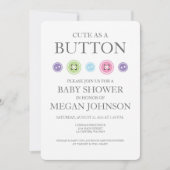 Baby Girl Schattige als een Button Shower Uitnodig Kaart (Voorkant)