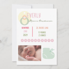 Baby Girl Schattige fotoaankondiging